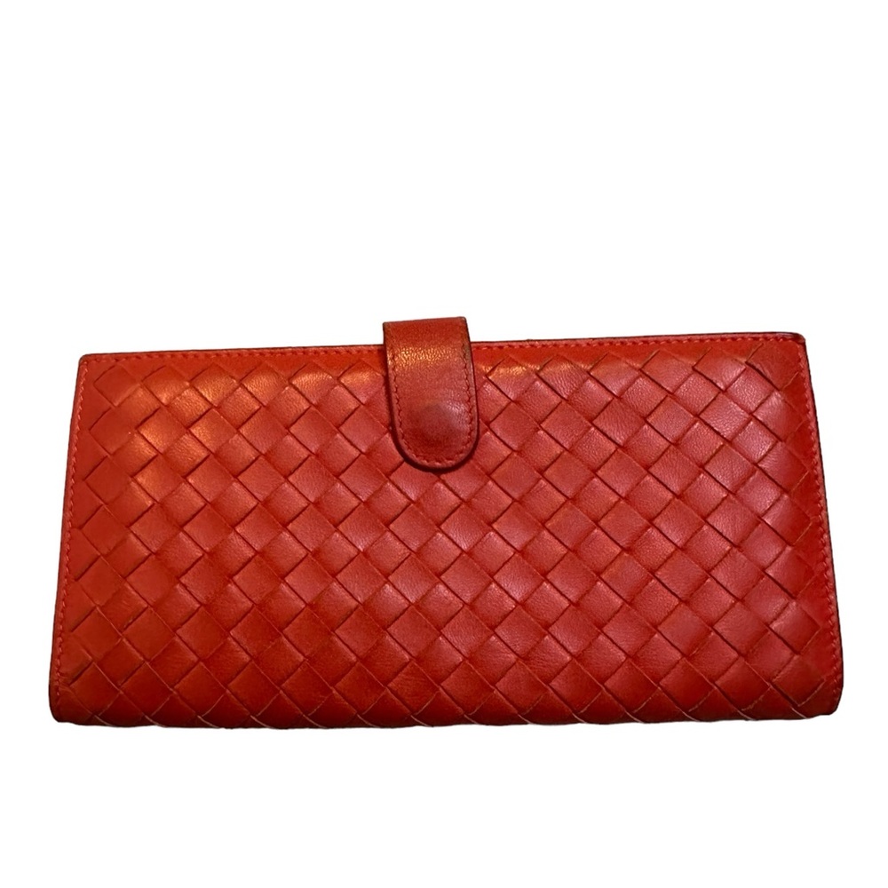 Bottega Veneta Wallet Purse Intrecciato Orange Authentic 134075 V001 6509